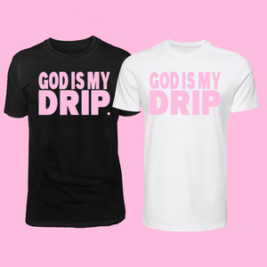 Think Pink Drip (shits/black & pink) Short Sleeve GODISMYDRIP T-Shirt